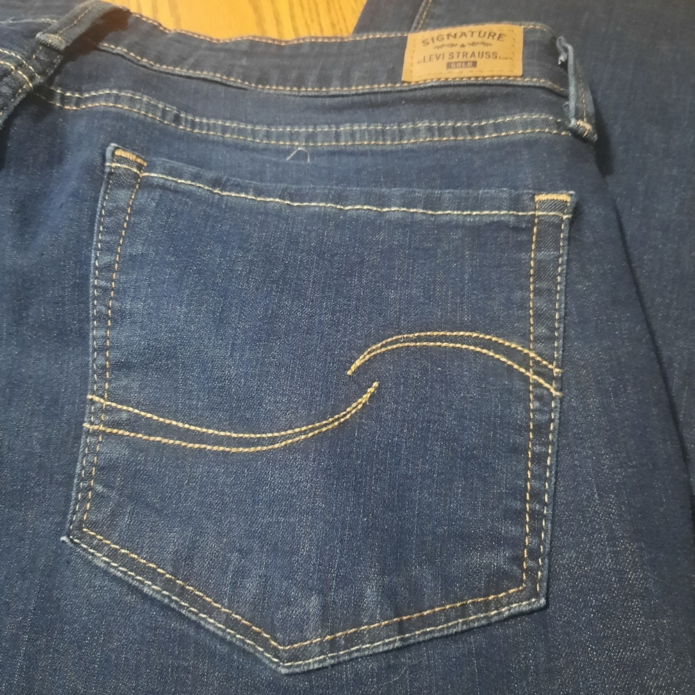 Levi Strauss Gold simply stretch mid rise bootcut dark denim women's 14R 34x32 - Picture 11 of 11